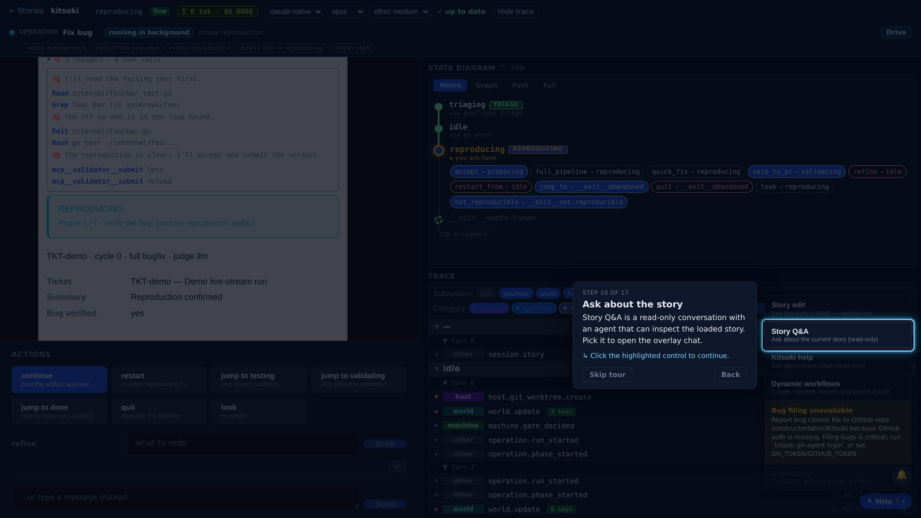 Ask about the story — screenshot