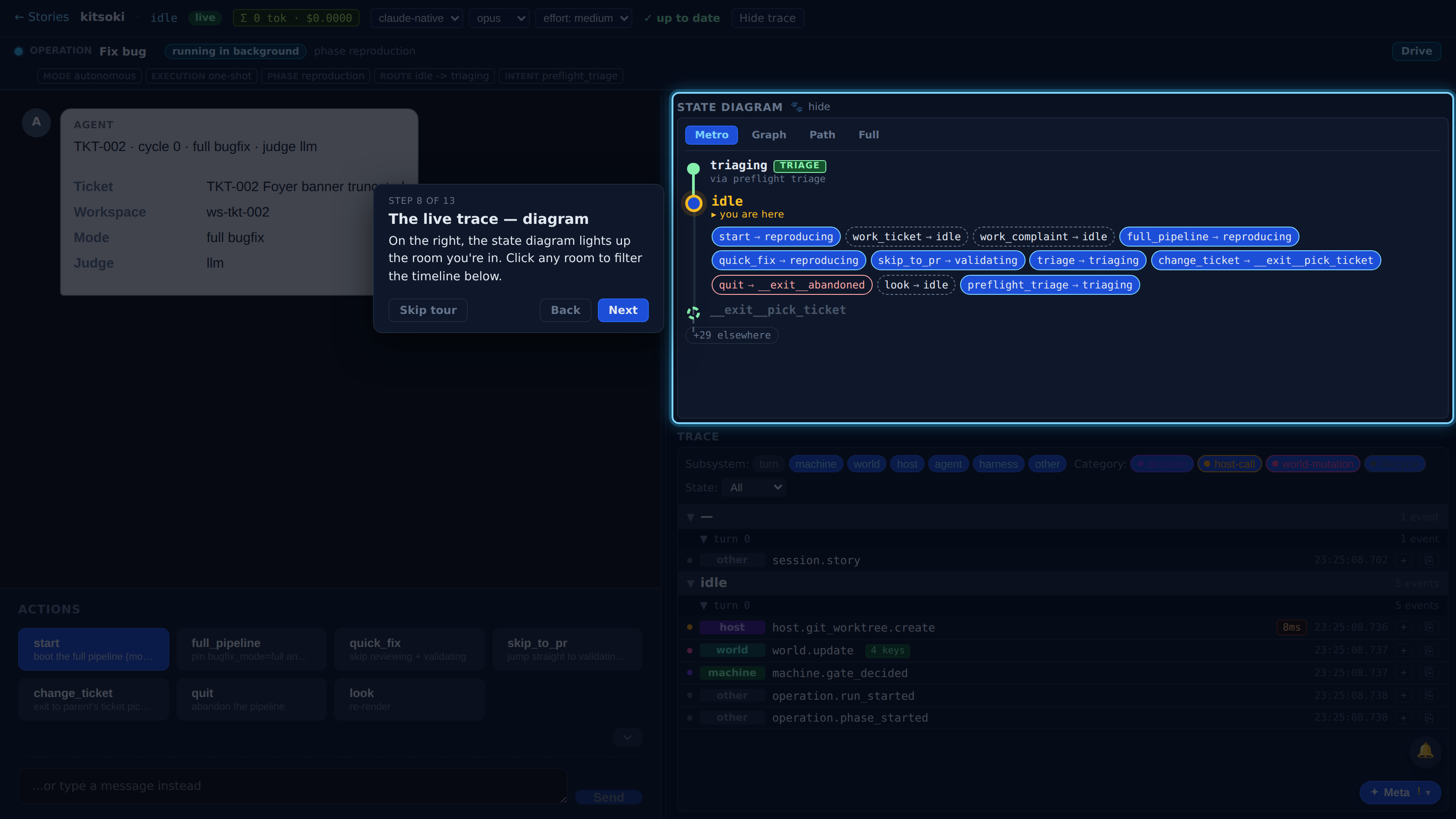 The live trace — diagram — screenshot
