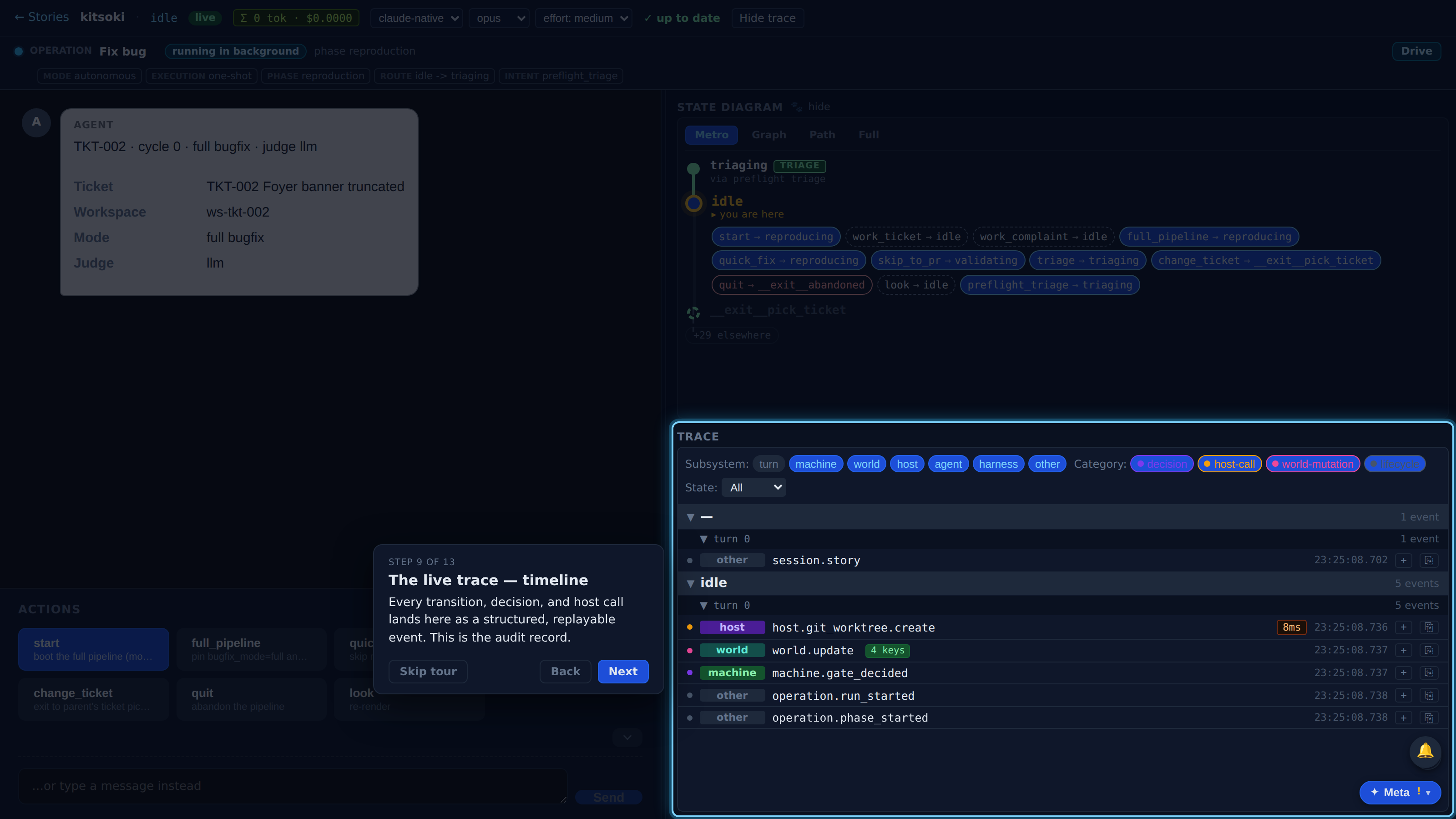 The live trace — timeline — screenshot