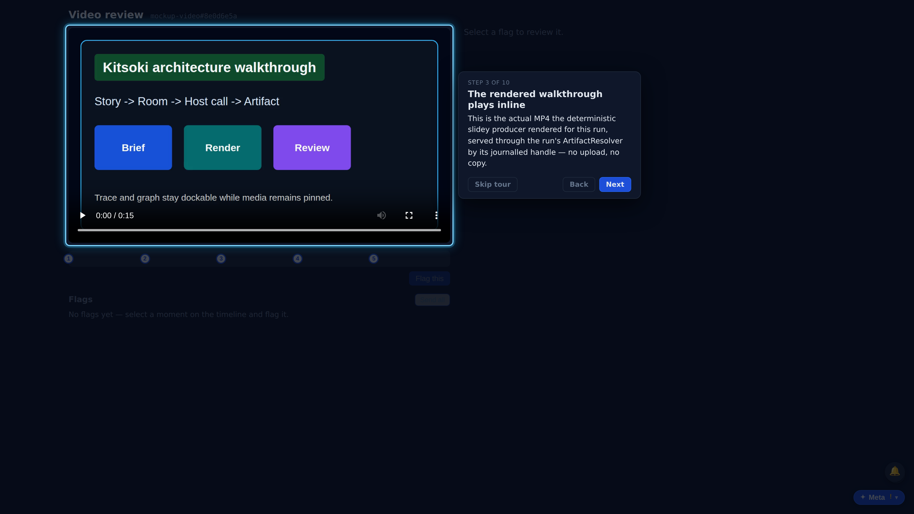 The rendered walkthrough plays inline — screenshot