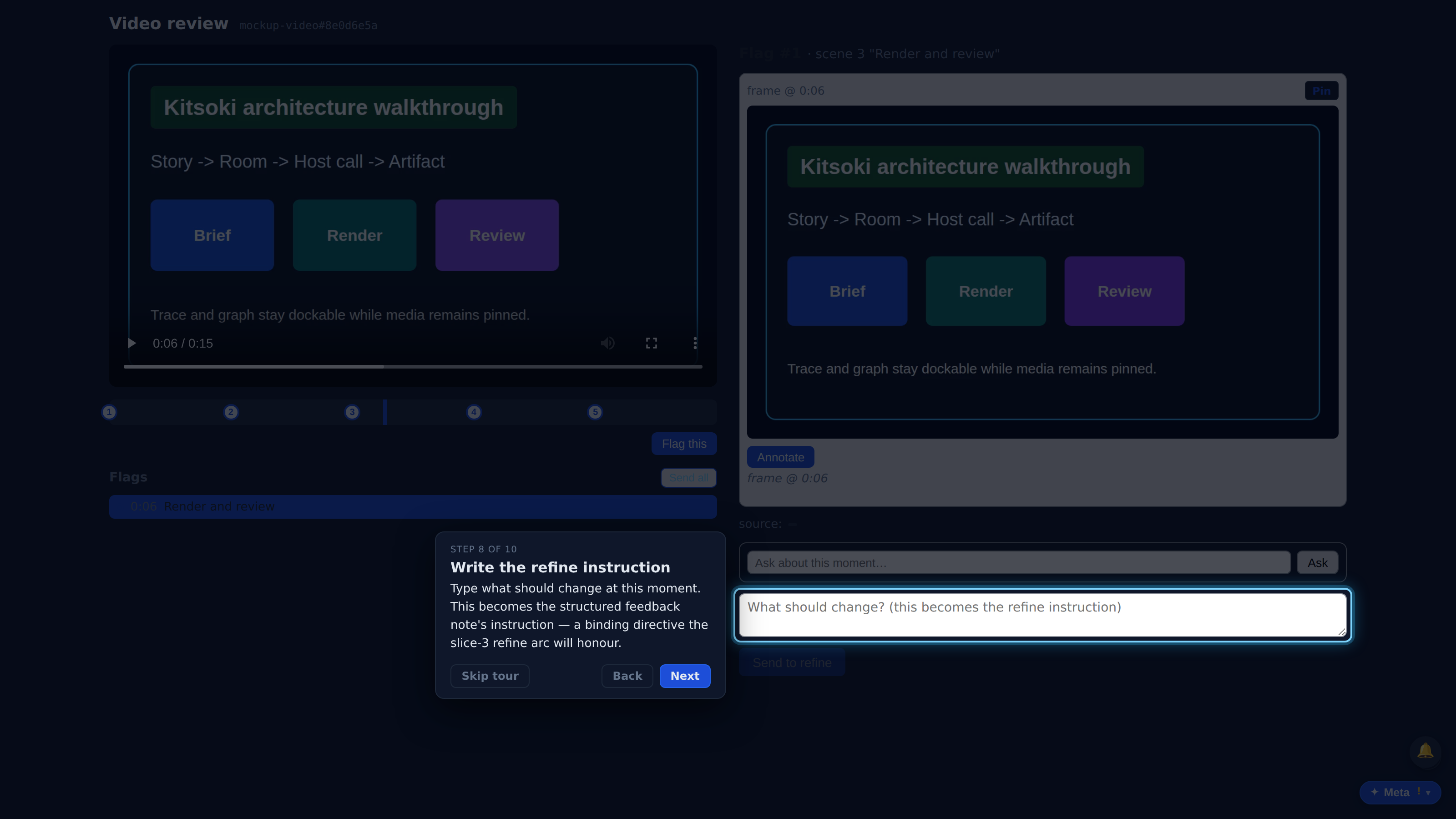 Write the refine instruction — screenshot
