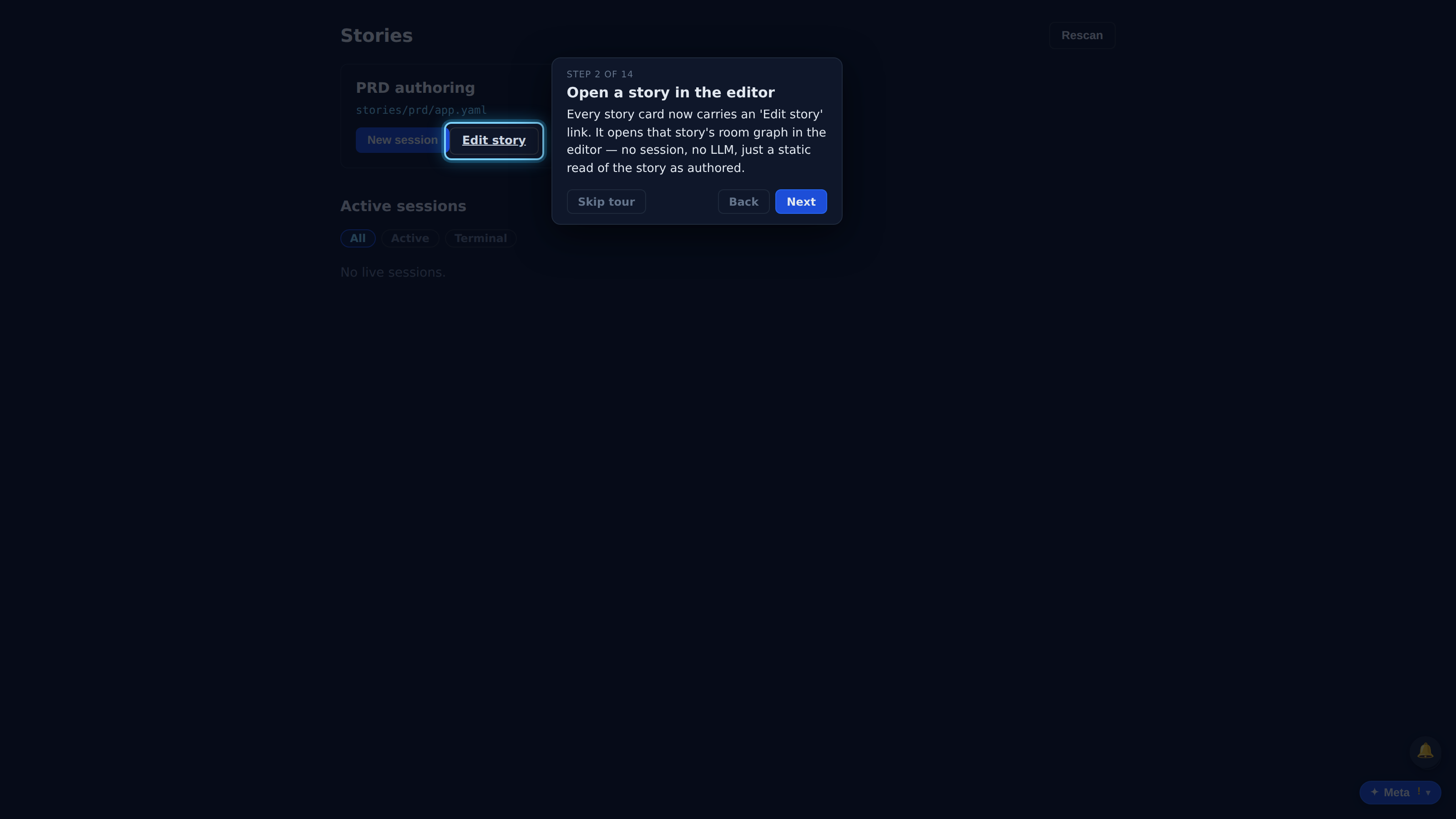 Open a story in the editor — screenshot