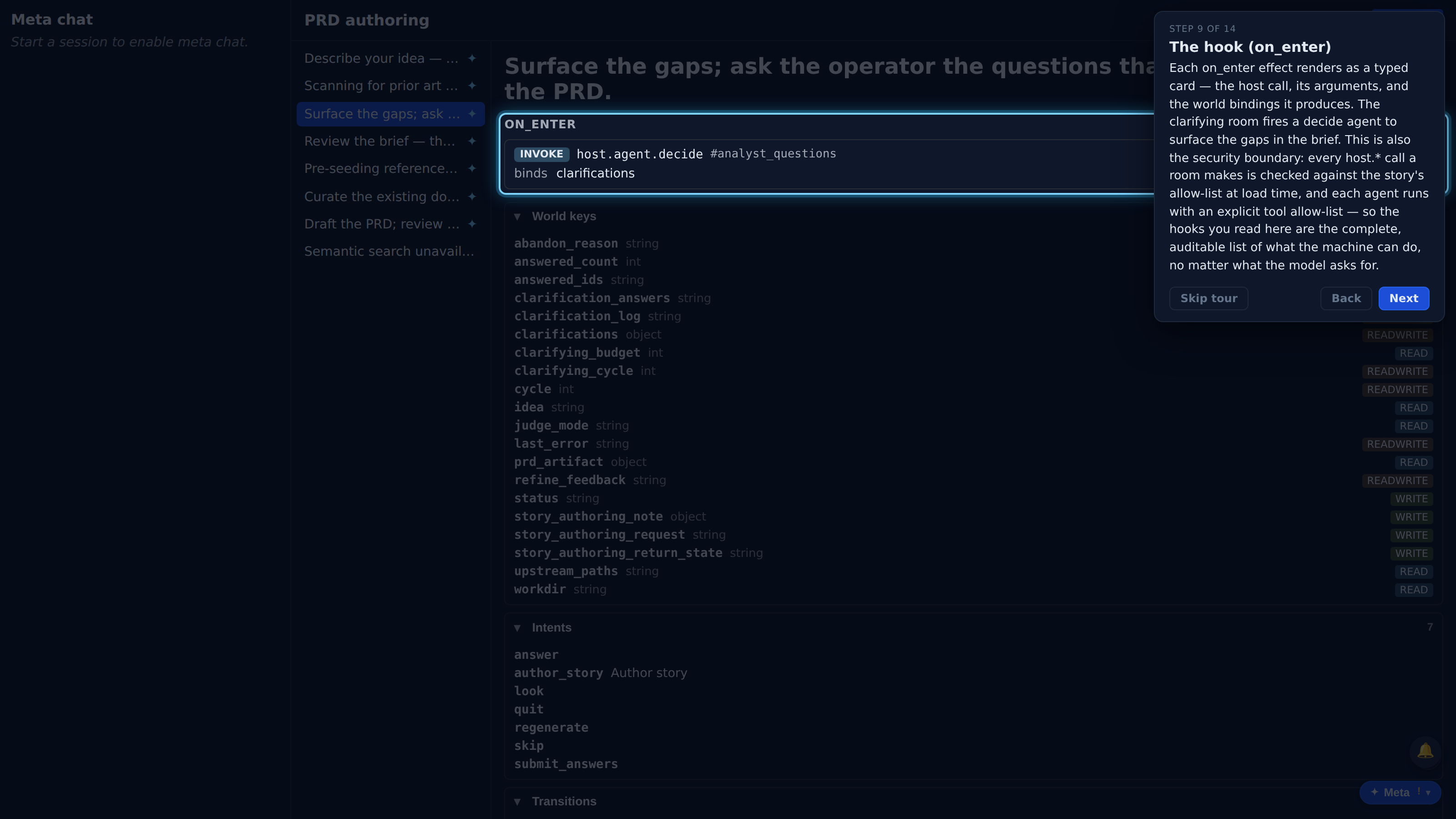 The hook (on_enter) — screenshot