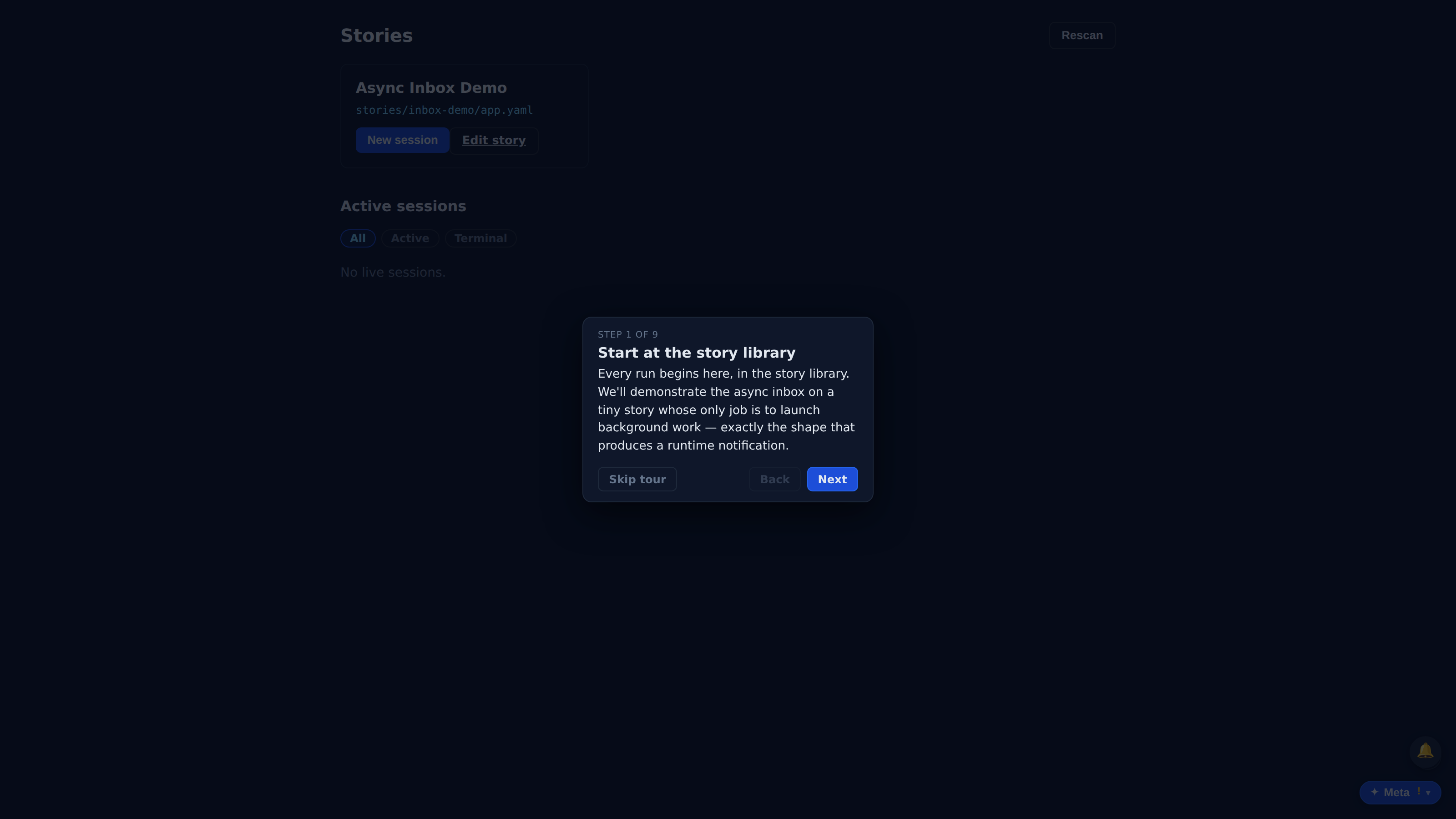 Start at the story library — screenshot
