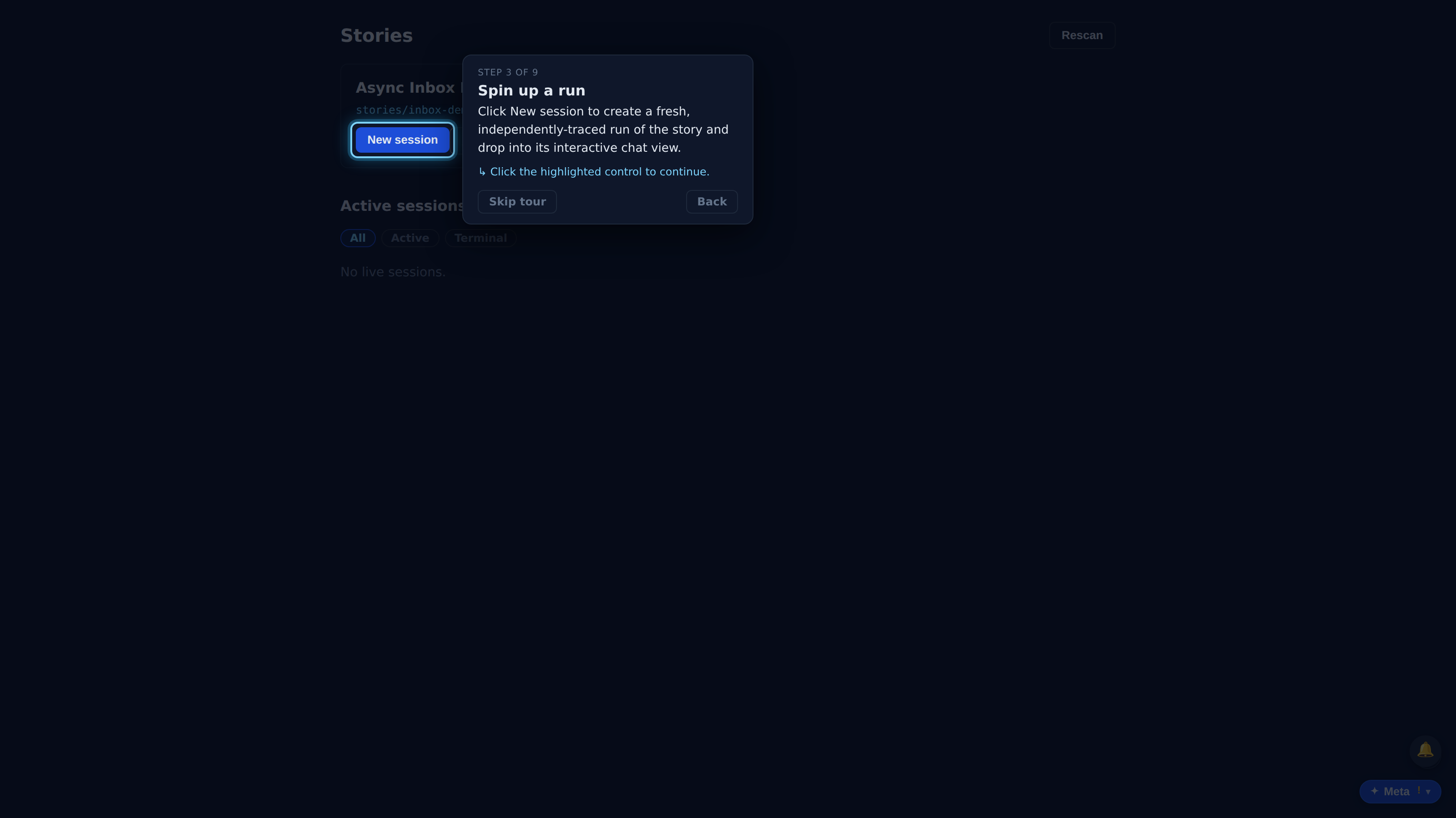 Spin up a run — screenshot