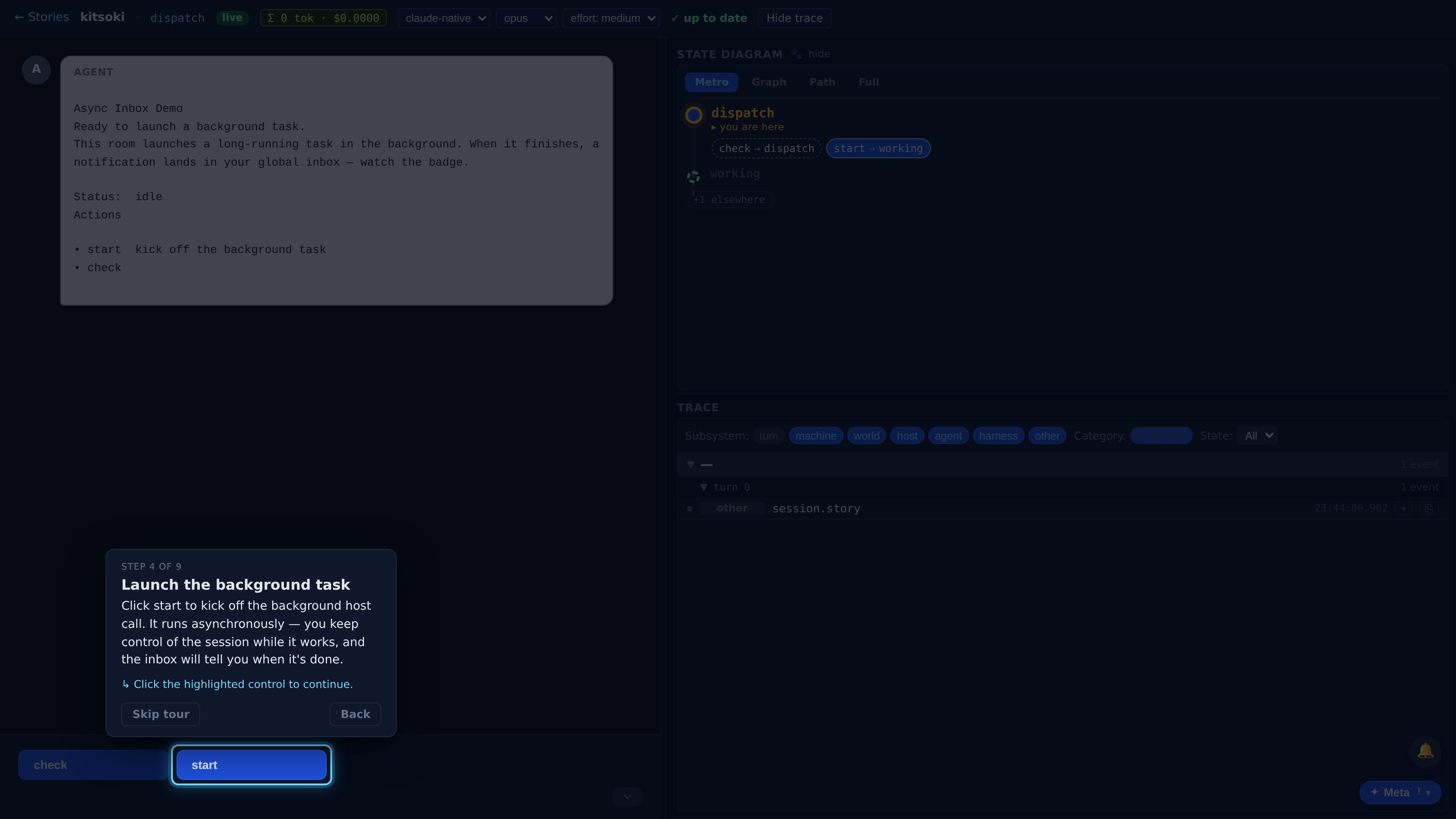 Launch the background task — screenshot