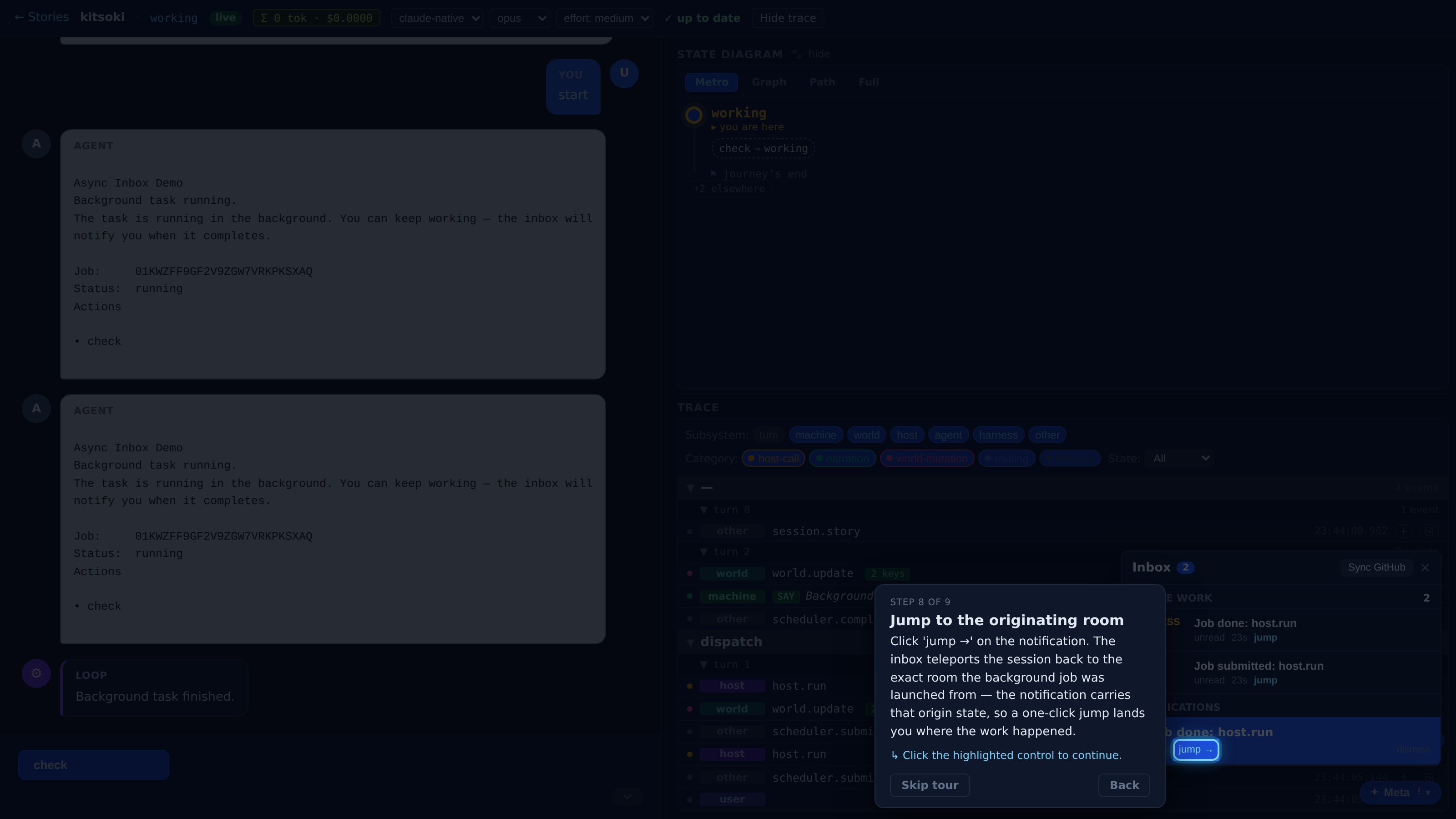 Jump to the originating room — screenshot